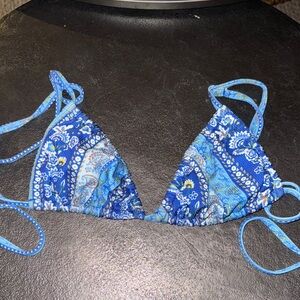 Blue Floral Bikini Top